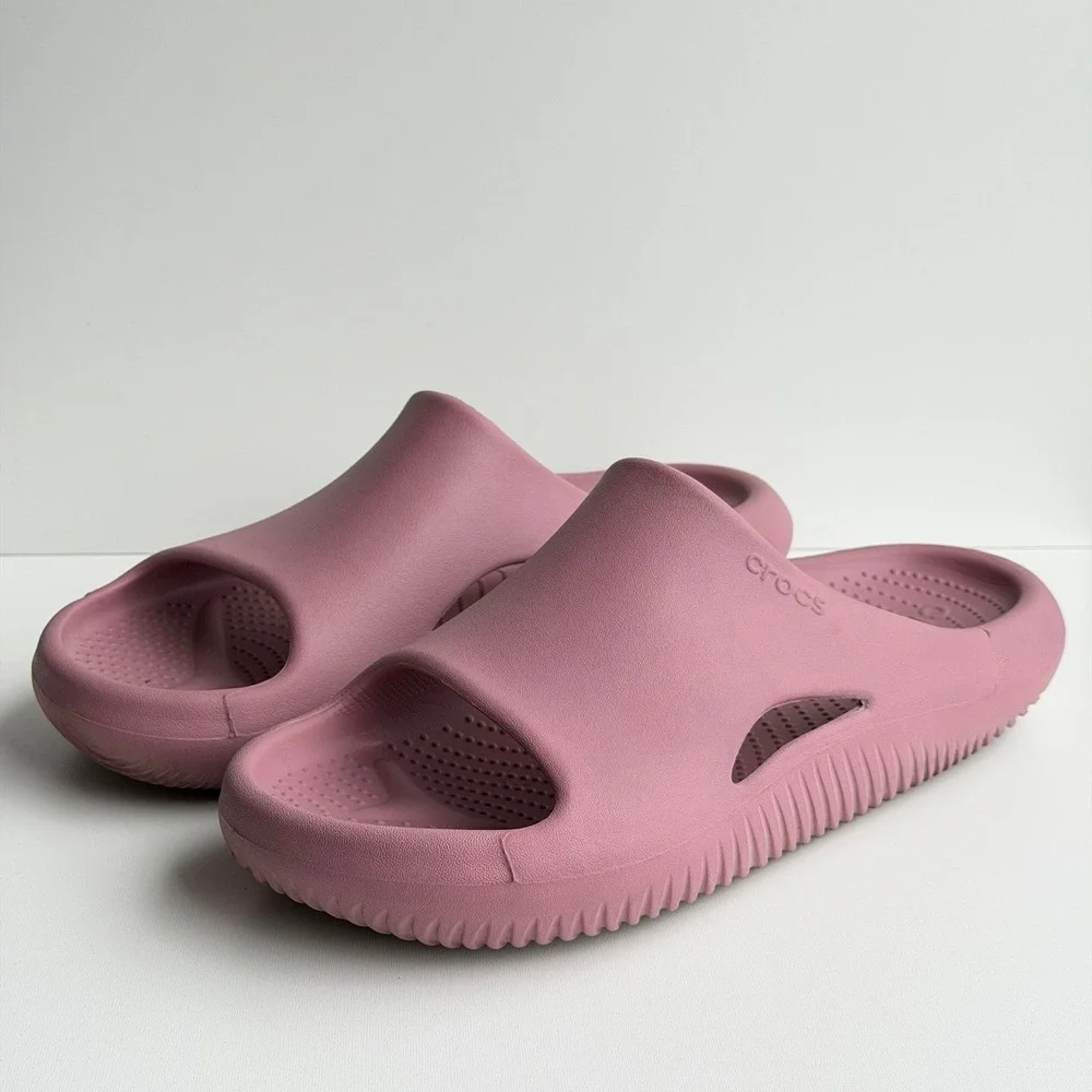 Crocs Mellow Recovery Slides Mens 13 Pink Comfort LightRide Foam Sandals